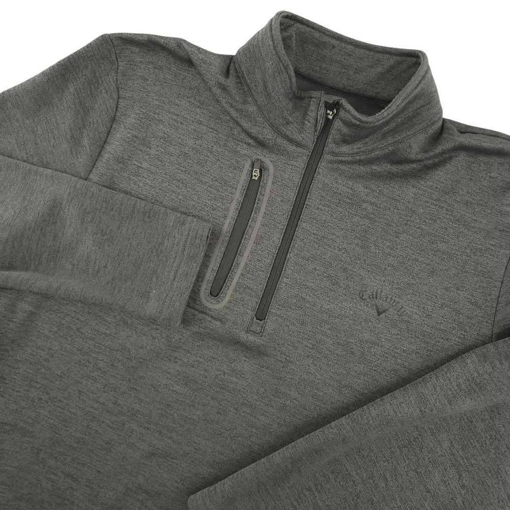 Callaway Sweatshirt Mens‎ L Gray Fleece 1/4 Zip Mock Neck Golf Pullover Top
